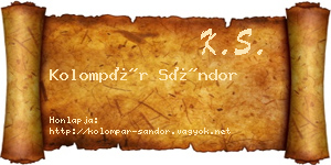 Kolompár Sándor névjegykártya